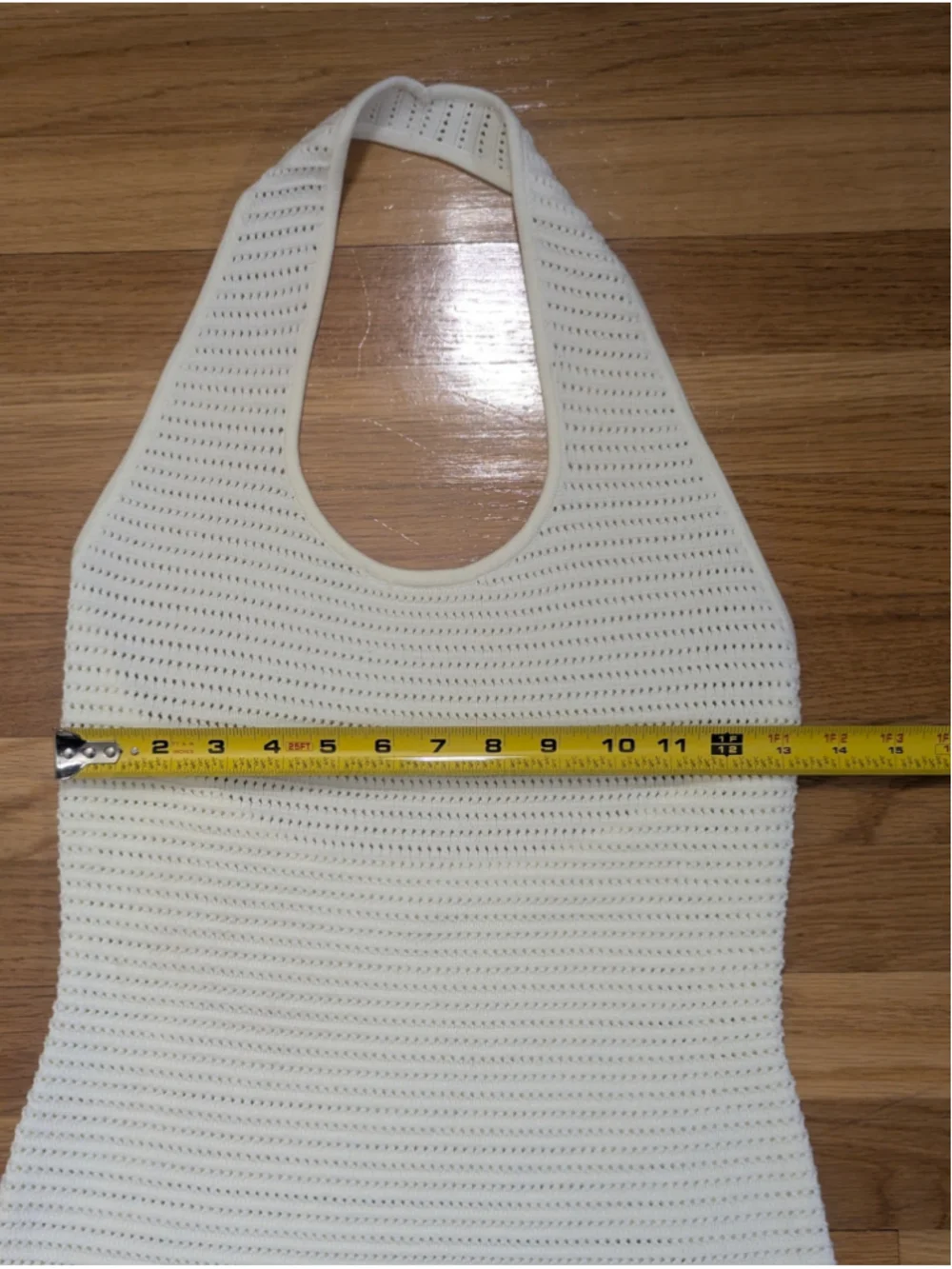 COMMENSE Semi-Sheer Knit Backless Dress Ivory White Halter Neck Maxi Medium - Picture 10 of 13